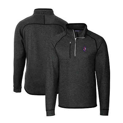 Men's Cutter & Buck  Heather Charcoal Florida Gators Swinging Gator Big Tall Mainsail Sweater-Knit Half-Zip Pullover Jacket