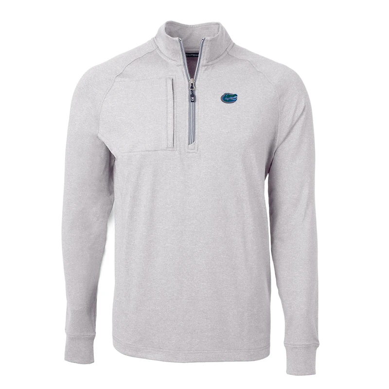 Men's Cutter & Buck  Heather Gray Florida Gators Big Tall Adapt Eco Knit Quarter-Zip Pullover Top