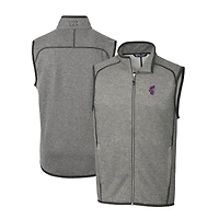 Men's Cutter & Buck  Heather Gray Florida Gators Swinging Gator Big Tall Mainsail Sweater-Knit Full-Zip Vest