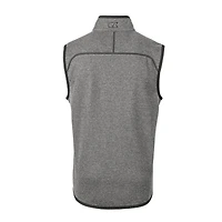 Men's Cutter & Buck  Heather Gray Florida Gators Swinging Gator Big Tall Mainsail Sweater-Knit Full-Zip Vest