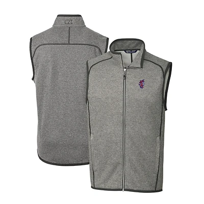 Men's Cutter & Buck  Heather Gray Florida Gators Swinging Gator Big Tall Mainsail Sweater-Knit Full-Zip Vest