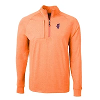 Men's Cutter & Buck Heather Orange Florida Gators Swinging Gator Adapt Eco Knit Hybrid Recycled Quarter-Zip Pullover Top