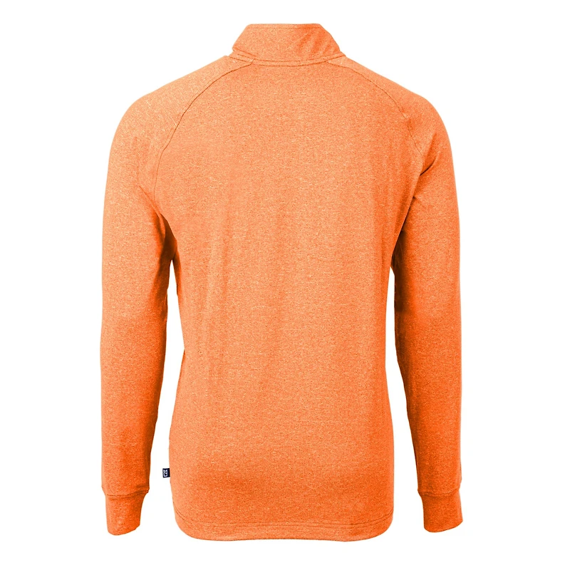 Men's Cutter & Buck Heather Orange Florida Gators Swinging Gator Adapt Eco Knit Hybrid Recycled Quarter-Zip Pullover Top