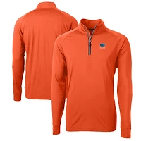 Pull-over zippé quart de tour en tricot extensible recyclé orange Cutter & Buck avec logo des anciens élèves Florida Gators pour homme
