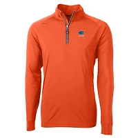 Pull-over zippé quart de tour en tricot extensible recyclé orange Cutter & Buck avec logo des anciens élèves Florida Gators pour homme