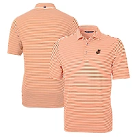 Men's Cutter & Buck Orange Florida Gators Big Tall Team Logo Virtue Eco Pique Stripe Recycled Polo