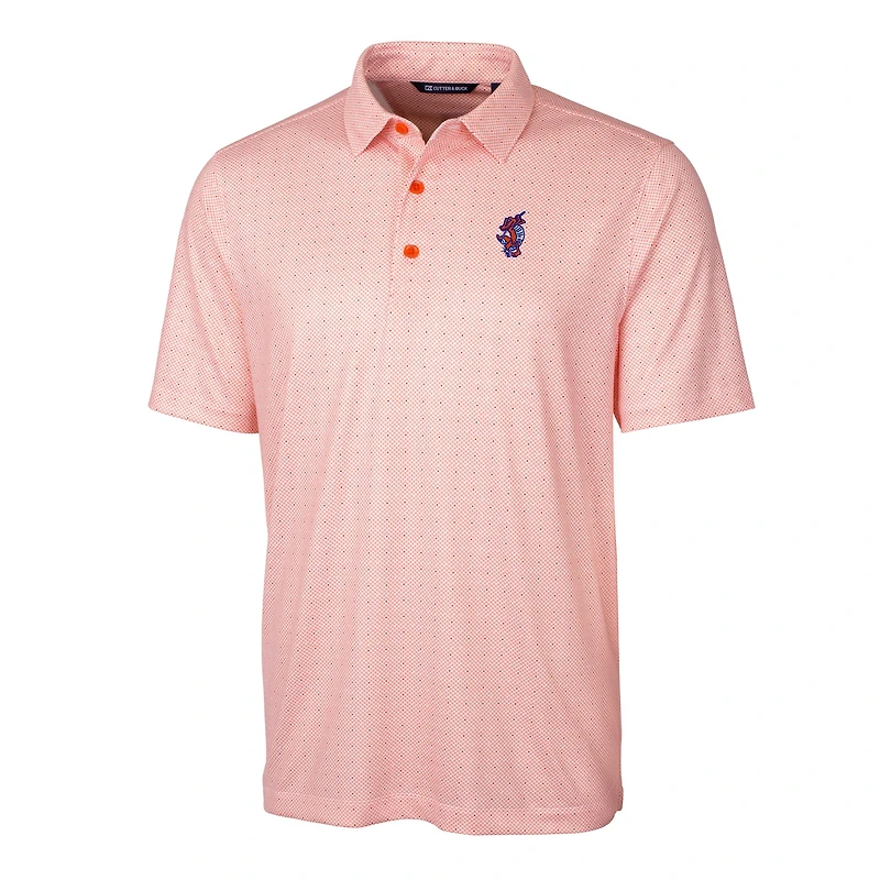 Men's Cutter & Buck Orange Florida Gators Swinging Gator Pike Double Dot Print Stretch Polo