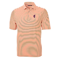 Polo Cutter & Buck Orange Florida Gators Swinging Gator Virtue Eco Pique Stripe en tissu recyclé pour homme
