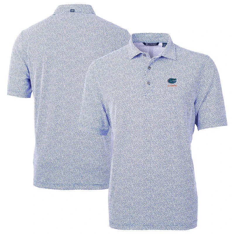 Men's Cutter & Buck  Royal Florida Gators Alumni Logo DryTec Virtue Eco Pique Botanical Print Recycled Polo