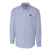 Men's Cutter & Buck Royal Florida Gators Easy Care Stretch Gingham Long Sleeve Button-Down Shirt