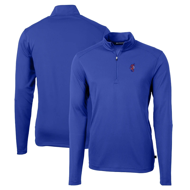 Men's Cutter & Buck  Royal Florida Gators Swinging Gator Big Tall Virtue Eco Pique Recycled Quarter-Zip Pullover Top