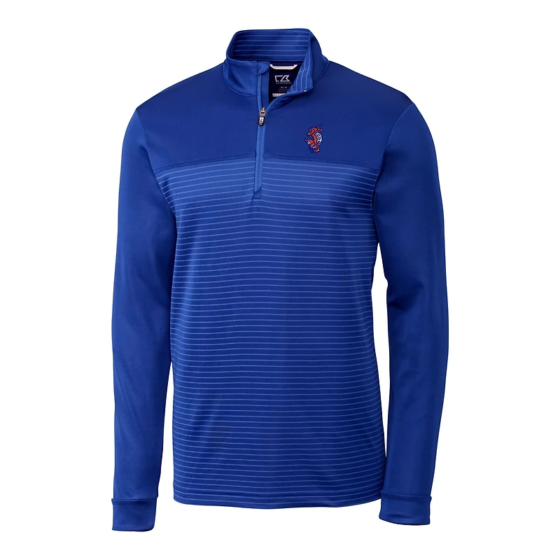 Men's Cutter & Buck Royal Florida Gators Swinging Gator Traverse Stripe Stretch Quarter-Zip Pullover Top