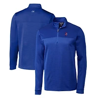 Men's Cutter & Buck Royal Florida Gators Swinging Gator Traverse Stripe Stretch Quarter-Zip Pullover Top