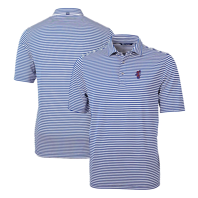 Men's Cutter & Buck  Royal Florida Gators Swinging Gator Virtue Eco Pique Stripe Recycled Polo
