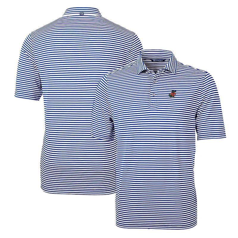 Polo Cutter & Buck Royal Florida Gators Throwback Logo Virtue Eco Pique Stripe en tissu recyclé pour homme