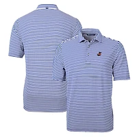 Polo Cutter & Buck Royal Florida Gators Throwback Logo Virtue Eco Pique Stripe en tissu recyclé pour homme