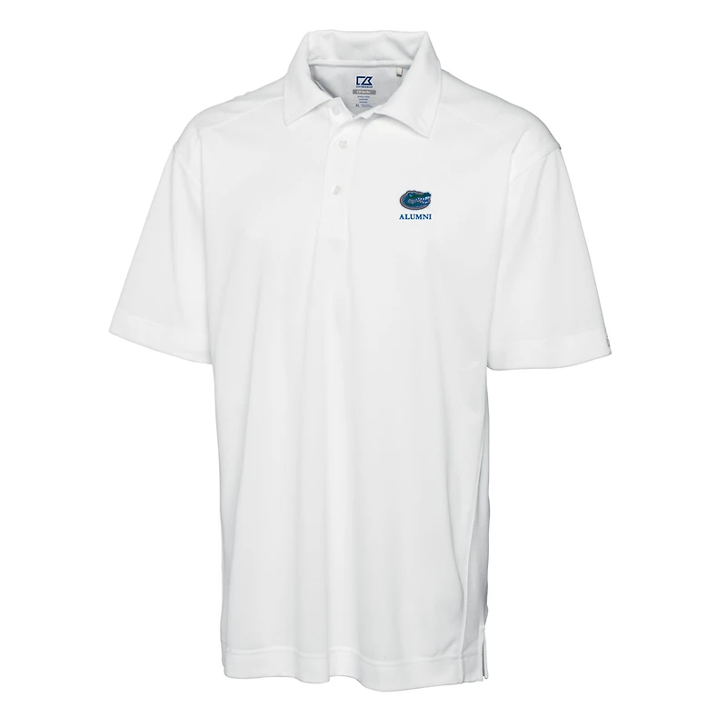Men's Cutter & Buck  White Florida Gators Alumni Logo DryTec Genre Textured Solid Polo