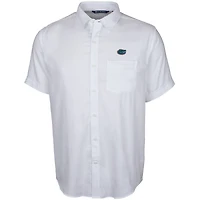 Men's Cutter & Buck White Florida Gators Windward Twill Button-Up Short Sleeve Shirt