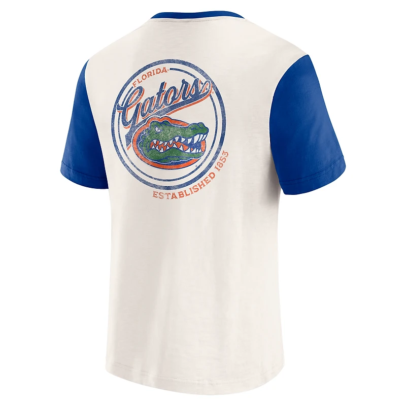 T-shirt Henley à blocs de couleurs crème/bleu royal pour homme, collection Darius Rucker par Fanatics, Florida Gators