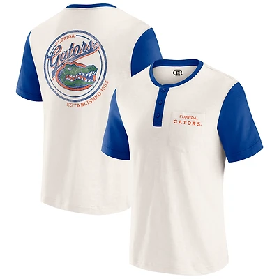 Men's Darius Rucker Collection by Fanatics Cream/Royal Florida Gators Henley Color Block Slub T-Shirt