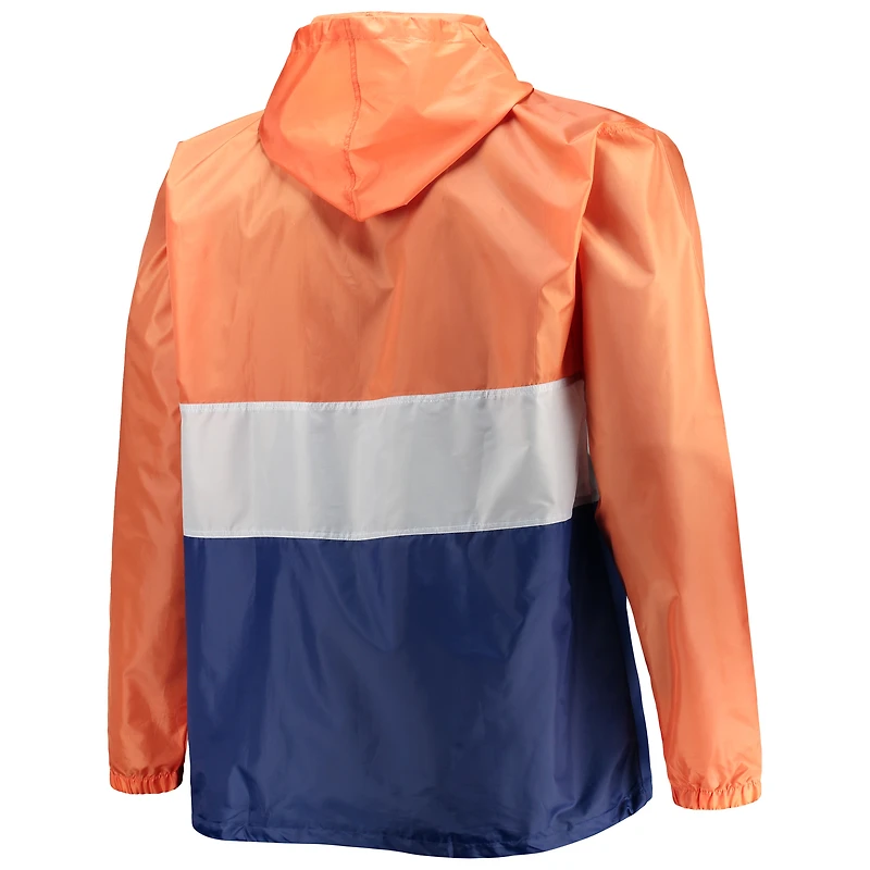 Sweat à capuche demi-zip résistant l'eau Fanatics Orange/Royal Florida Gators pour hommes Big & Tall
