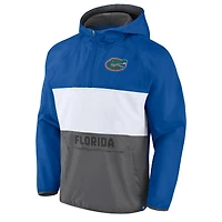 Fanatics Royal/Heather Grey Florida Gators Victory On Raglan Quarter-Zip Sweat à capuche pour hommes