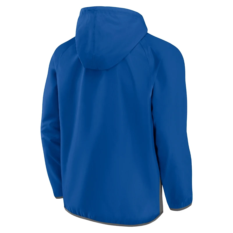 Fanatics Royal/Heather Grey Florida Gators Victory On Raglan Quarter-Zip Sweat à capuche pour hommes
