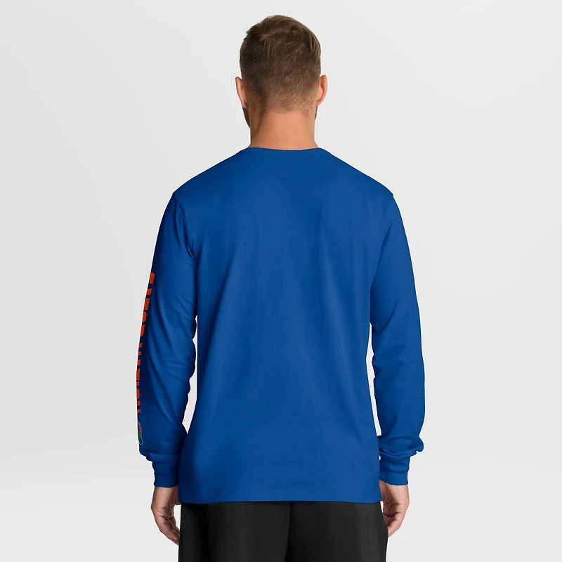 T-shirt à manches longues pour homme Fanatics Royal Florida Gators Quad Fuel The Fire