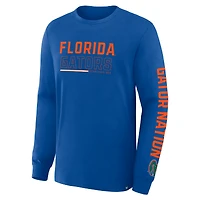 T-shirt à manches longues pour homme Fanatics Royal Florida Gators Quad Fuel The Fire