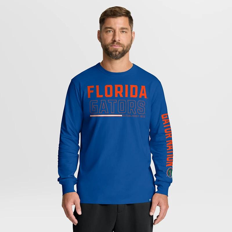 T-shirt à manches longues pour homme Fanatics Royal Florida Gators Quad Fuel The Fire