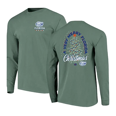 T-shirt à manches longues pour homme Florida Gators Comfort Colors vert sapin de Noël