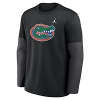 T-shirt à manches longues Jordan Brand noir Florida Gators 2025 Sideline Coach Therma-FIT pour homme