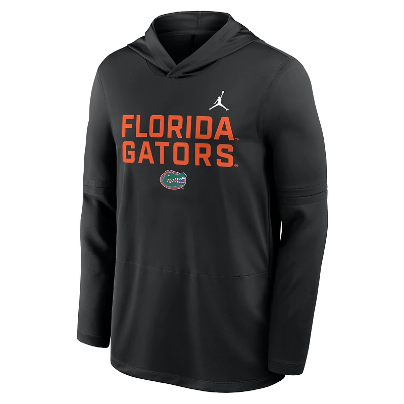 T-shirt à capuche et manches longues Jordan Brand noir Florida Gators 2025 Sideline Dri-FIT pour homme
