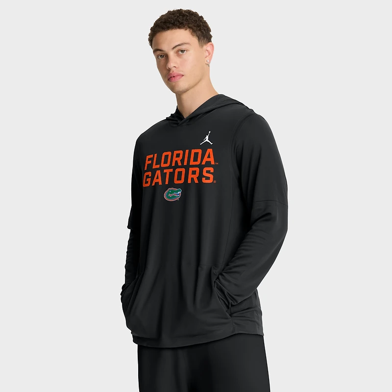 T-shirt à capuche et manches longues Jordan Brand noir Florida Gators 2025 Sideline Dri-FIT pour homme