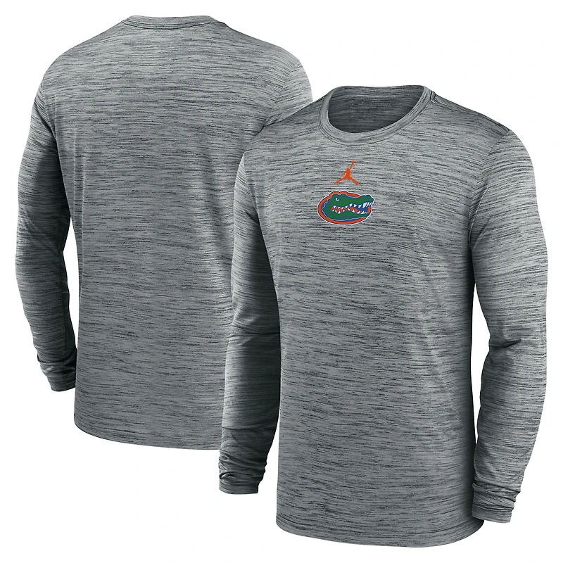 T-shirt à manches longues Jordan Brand anthracite Florida Gators 2025 Sideline Velocity Dri-FIT pour homme