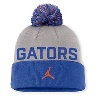 Men's Jordan Brand Gray/Royal Florida Gators Primetime Peak Cuffed Knit Hat with Pom
