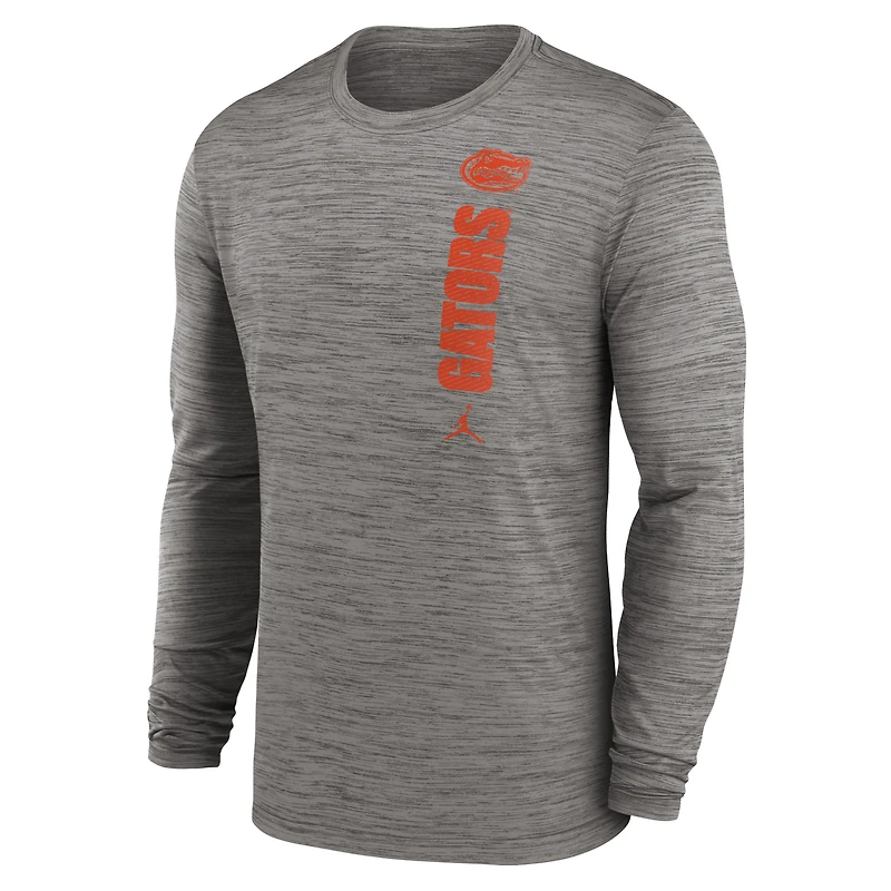 T-shirt à manches longues Jordan Brand gris Florida Gators 2024 Sideline Velocity Dri-FIT pour homme