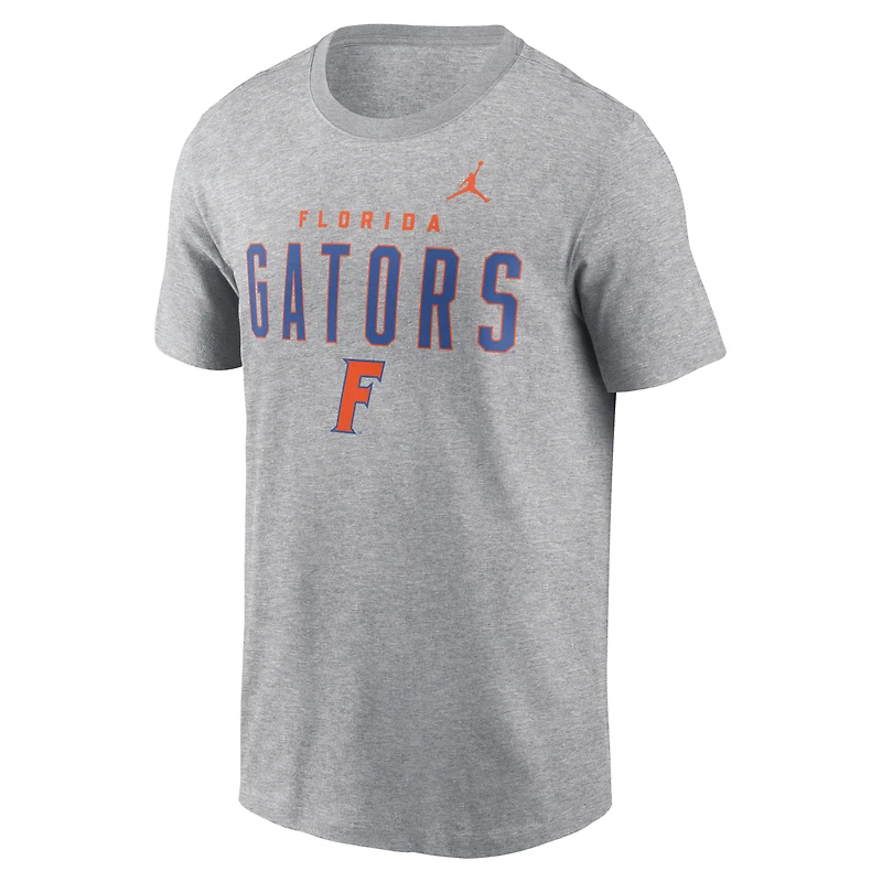T-shirt Jordan Brand Heather Grey Florida Gators Campus 2-Hit Primary Mascot pour homme