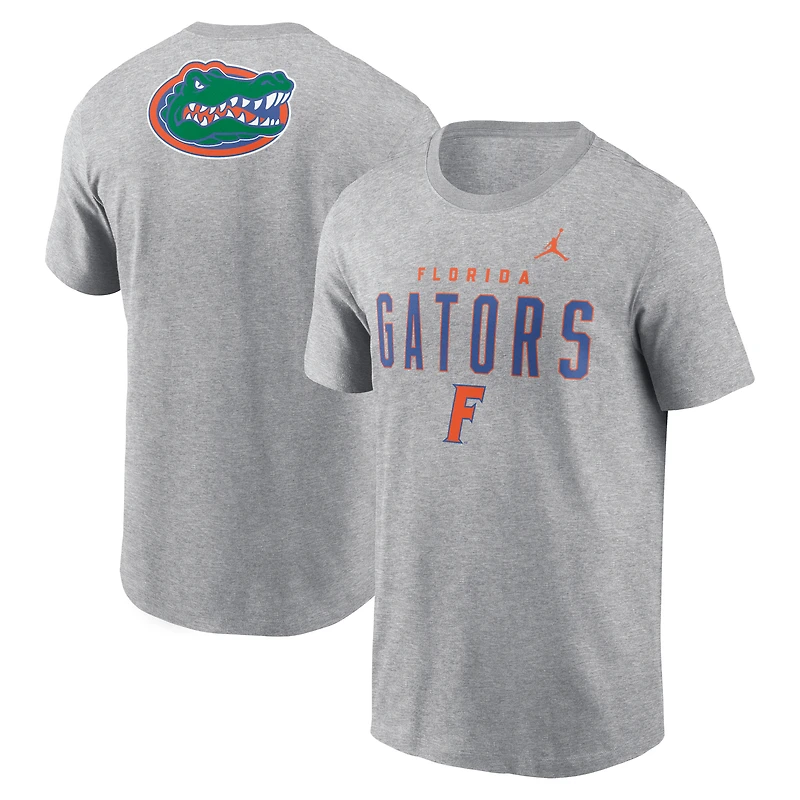 T-shirt Jordan Brand Heather Grey Florida Gators Campus 2-Hit Primary Mascot pour homme