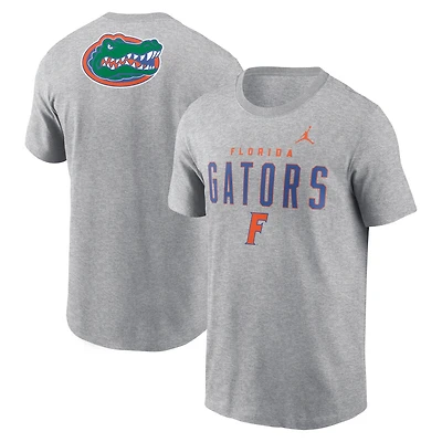 T-shirt Jordan Brand Heather Grey Florida Gators Campus 2-Hit Primary Mascot pour homme