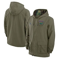 Veste militaire à capuche entièrement pressionnée Jordan Brand Olive Florida Gators 2024 pour homme