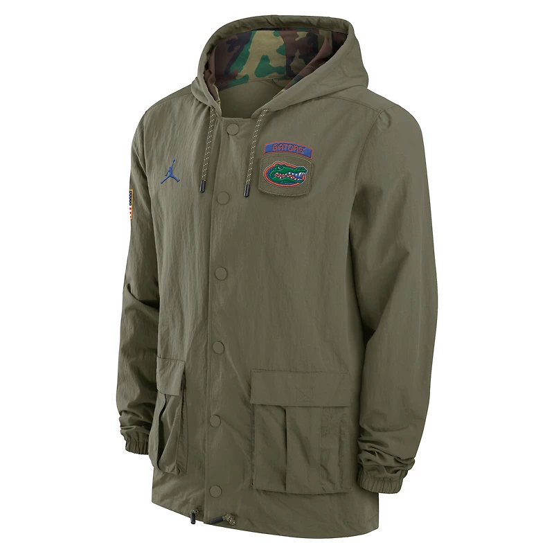 Men's Jordan Brand Olive Florida Gators 2024 Military Appreciation Full-Snap Hoodie Jacket