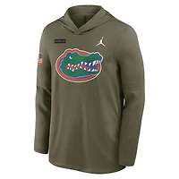 Men's Jordan Brand Olive Florida Gators 2025 Military Appreciation Dri-FIT Long Sleeve Hoodie T-Shirt