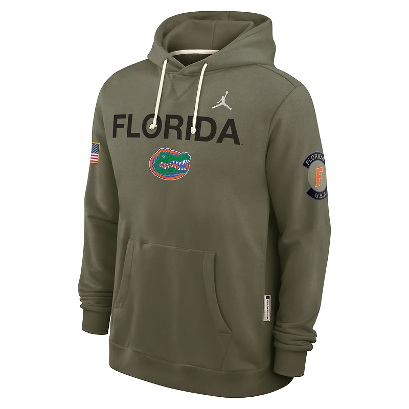 Men's Jordan Brand Olive Florida Gators 2025 Military Appreciation Standard Issue Dri-FIT Hoodie