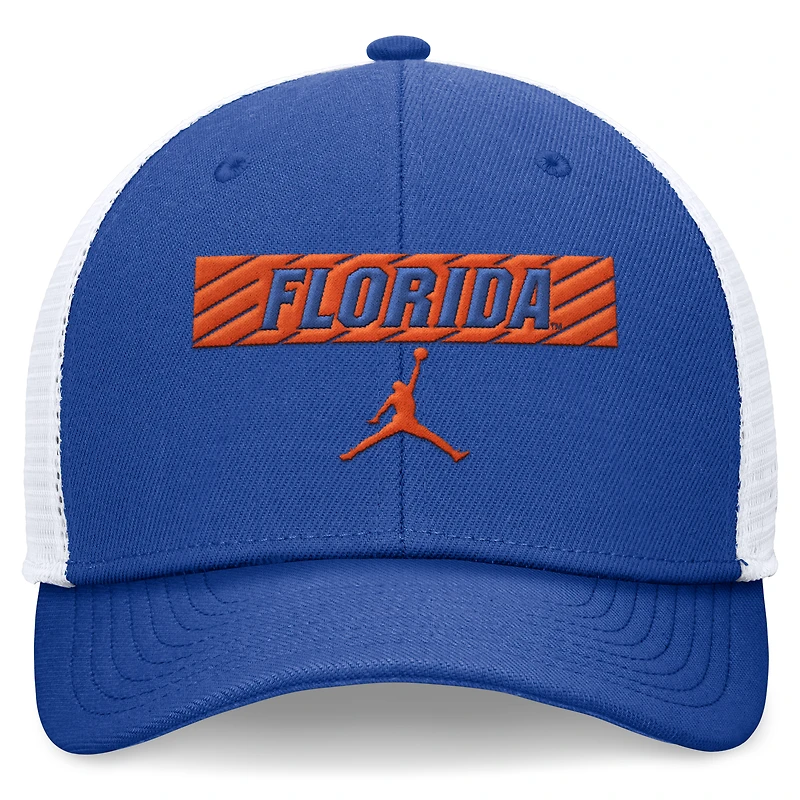 Men's Jordan Brand Royal/White Florida Gators 2024 Sideline Trucker Adjustable Hat