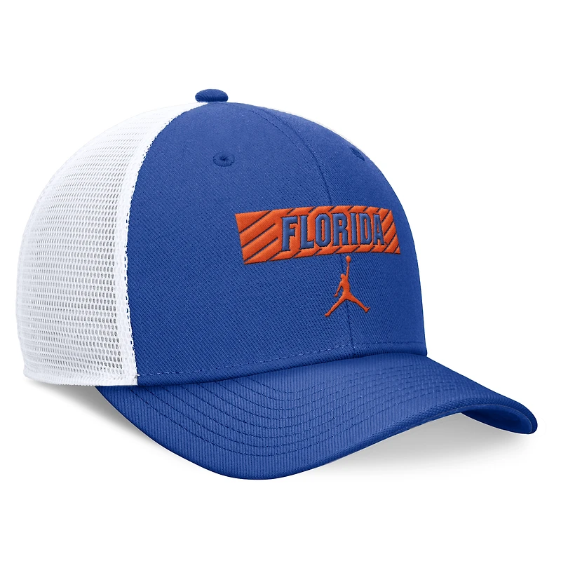 Men's Jordan Brand Royal/White Florida Gators 2024 Sideline Trucker Adjustable Hat