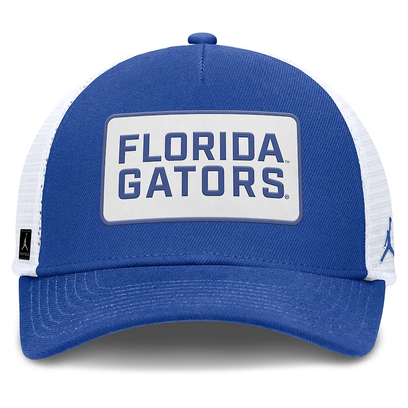 Men's Jordan Brand Royal/White Florida Gators 2025 On-Field Rise Patch Trucker Adjustable Hat