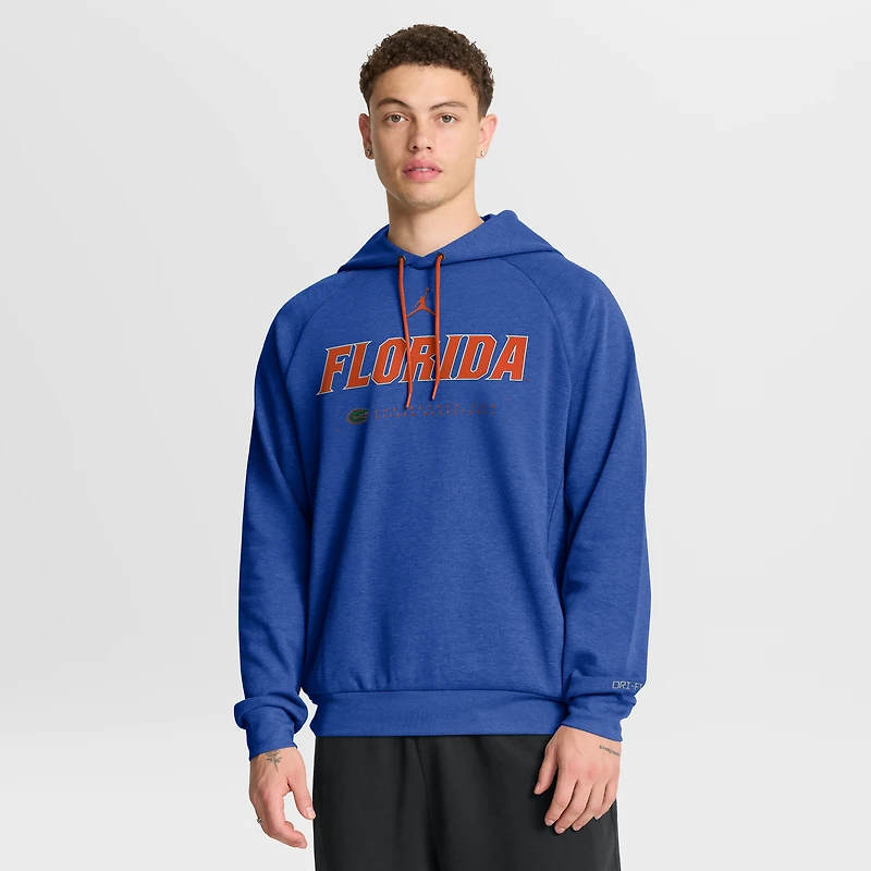 Sweat à capuche Jordan Brand Royal Florida Gators 2025 Courtside Basketball Practice Raglan Dri-FIT pour homme