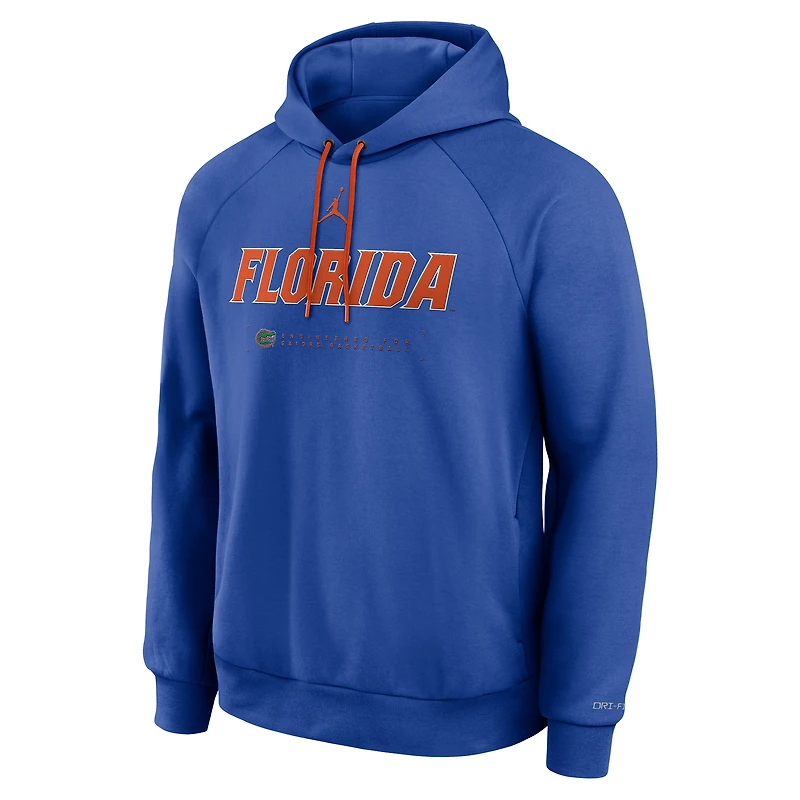 Men's Jordan Brand Royal Florida Gators 2025 Courtside Basketball Practice Raglan Dri-FIT Hoodie