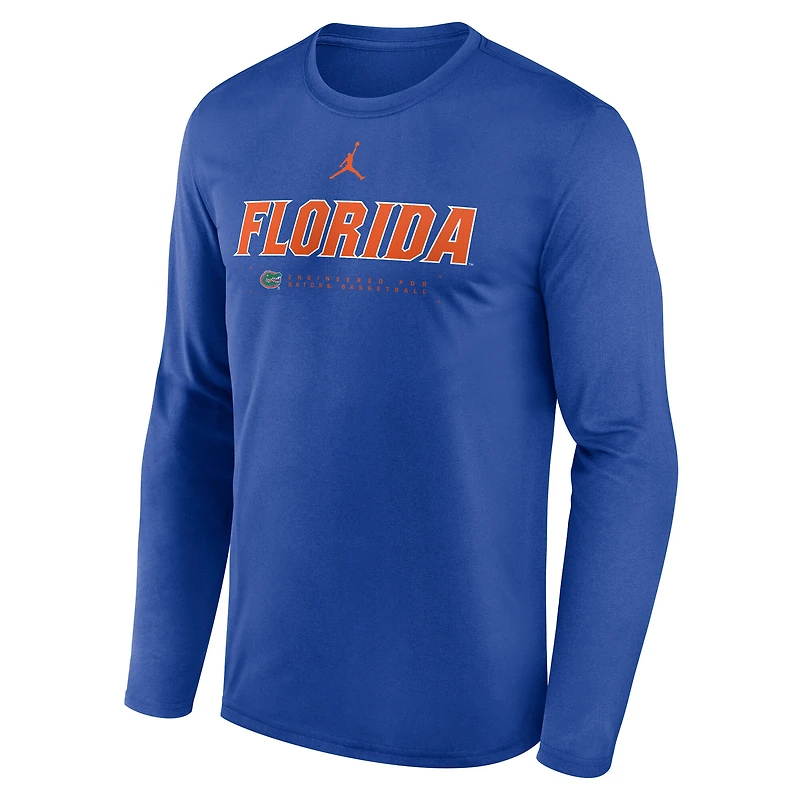 Men's Jordan Brand Royal Florida Gators 2025 Courtside Basketball Shootaround Legend Dri-FIT Long Sleeve T-Shirt